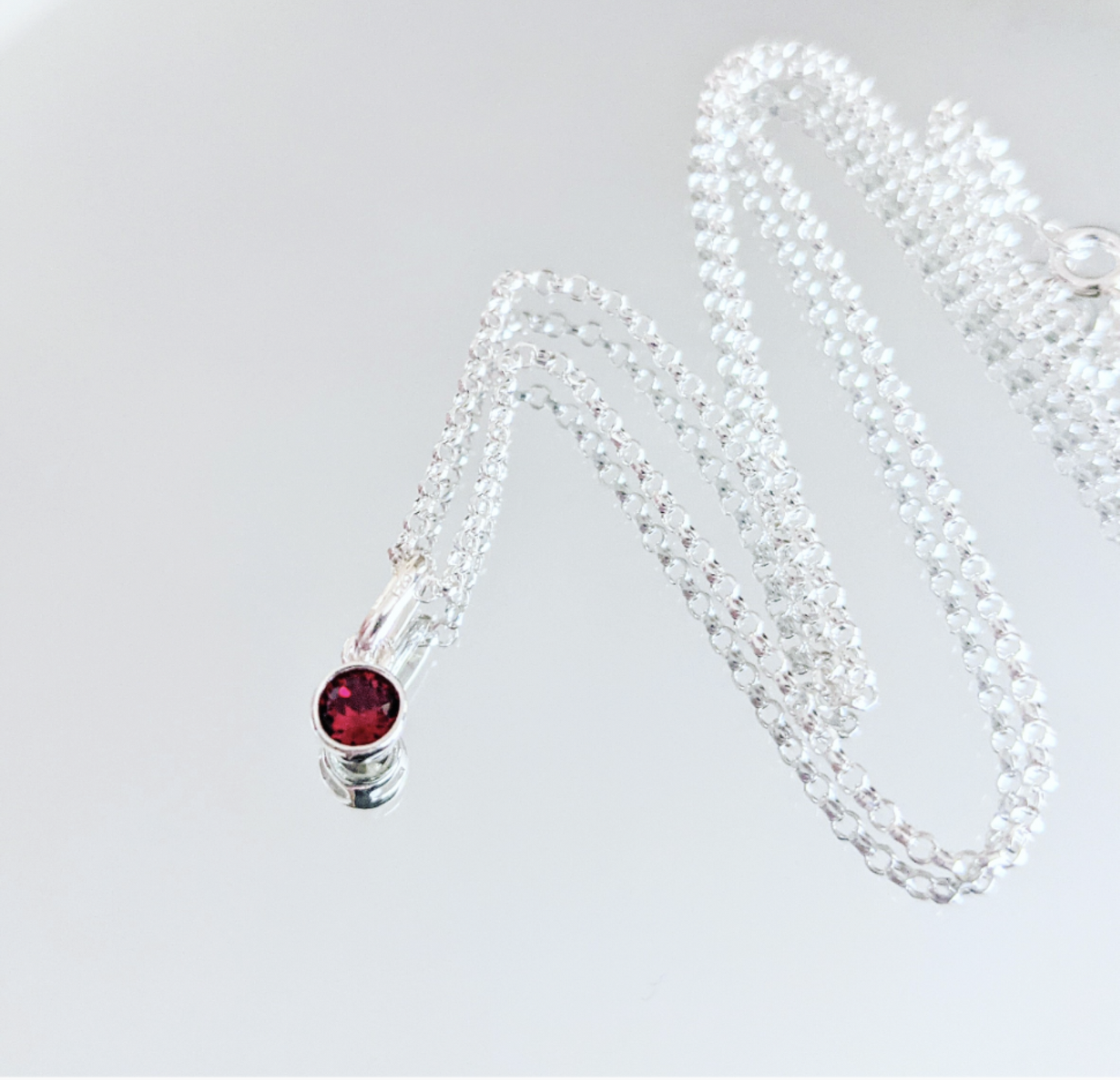 January Birthday Necklace (Garnet) With Love Jewellery UK