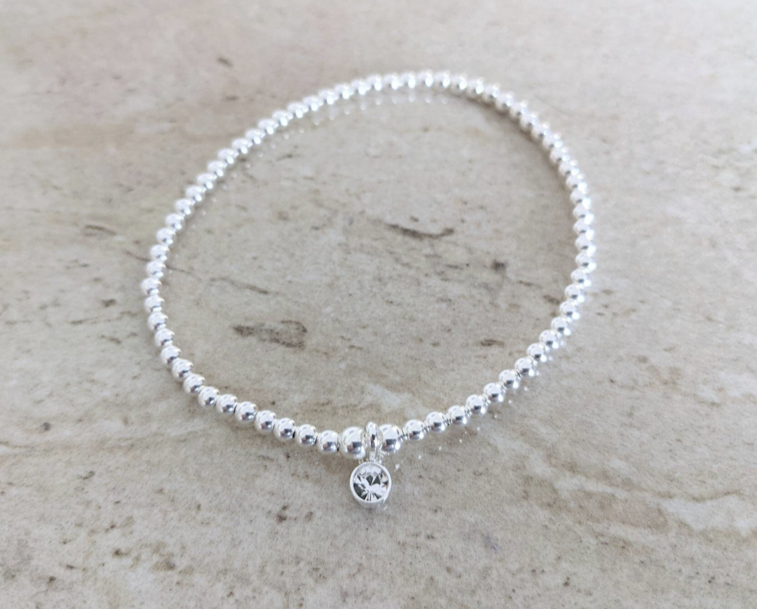 Sterling Silver April Birthstone Bracelet (Clear Crystal) With Love Jewellery UK