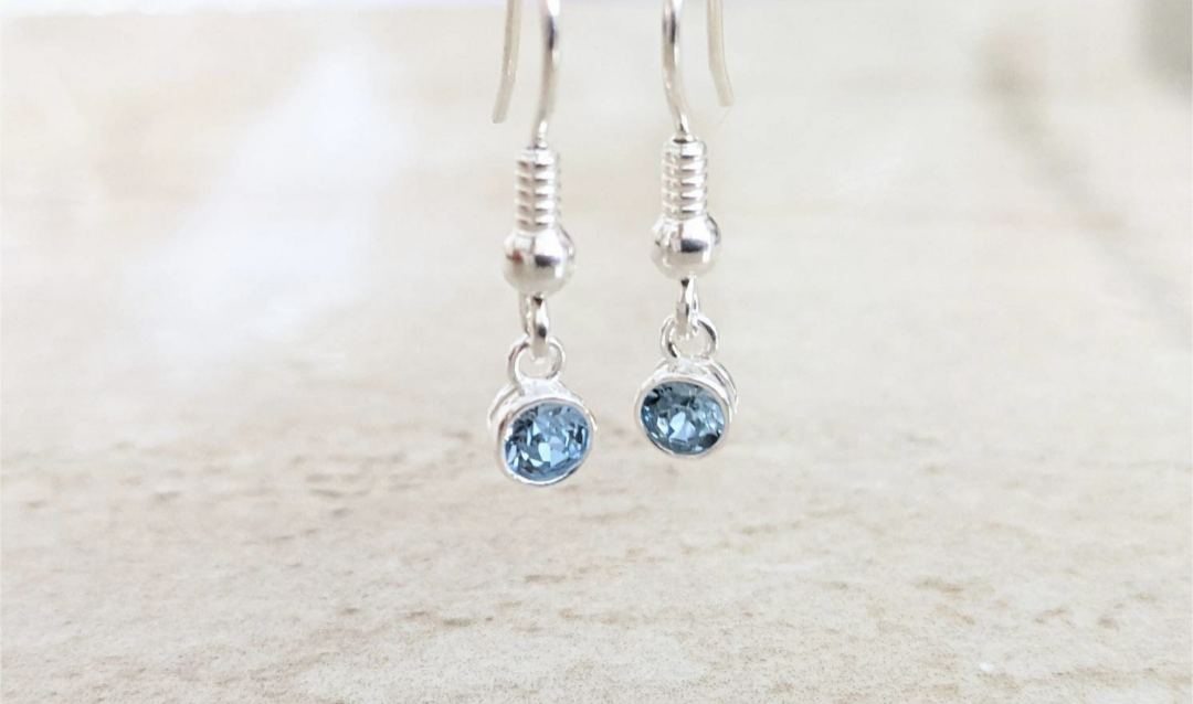 March Birthstone Earrings (Aquamarine) With Love Jewellery UK