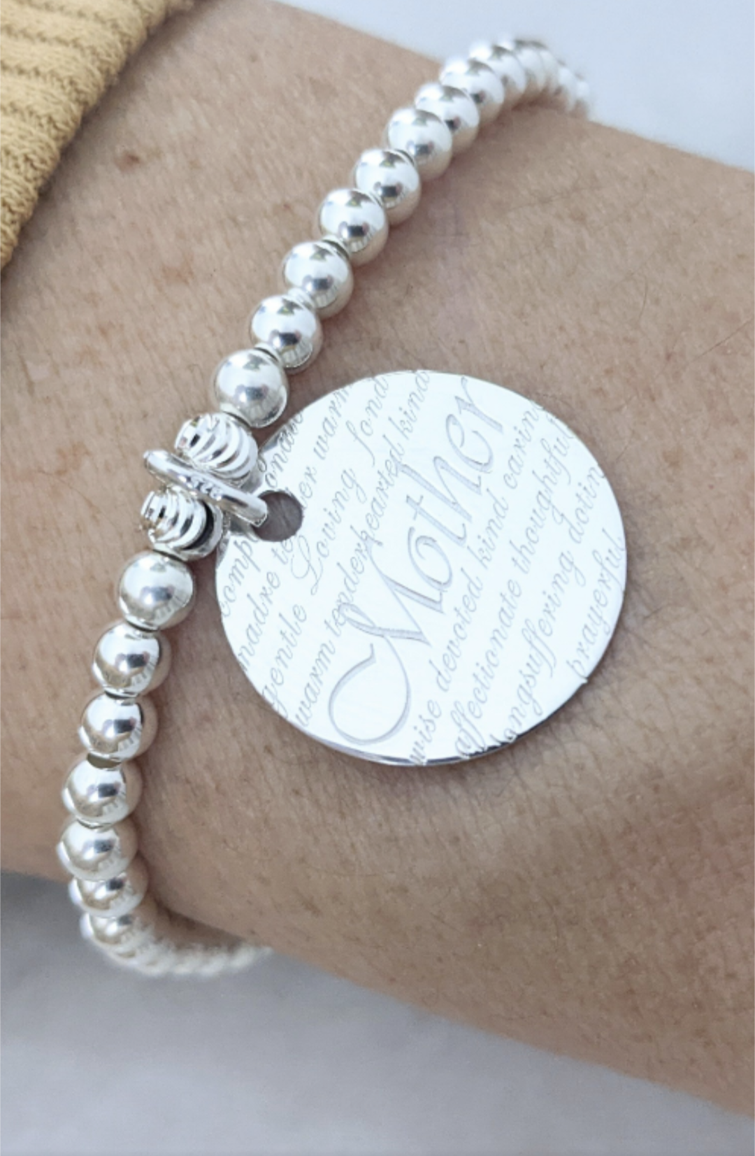 Sterling Silver Mother Bracelet With Love Jewellery UK