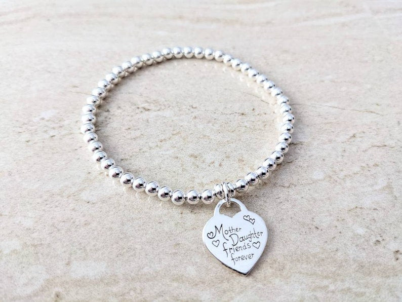 Sterling Silver Mother and Daughter Bracelet With Love Jewellery UK