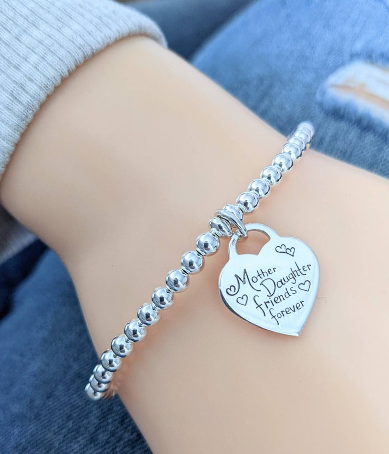 Sterling Silver Mother and Daughter Bracelet With Love Jewellery UK