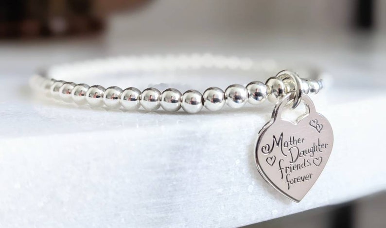 Sterling Silver Mother and Daughter Bracelet With Love Jewellery UK