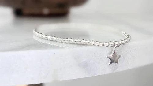 Sterling Silver Star Anklet With Love Jewellery UK