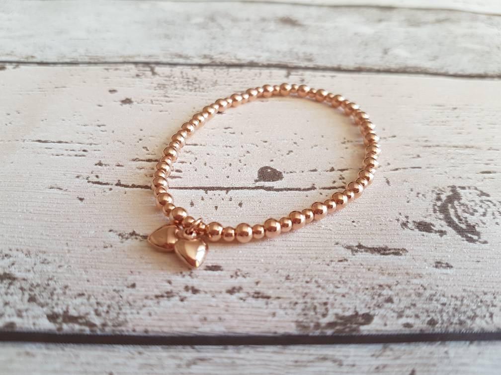 Rose Gold Hearts Bracelet - With Love Jewellery UK