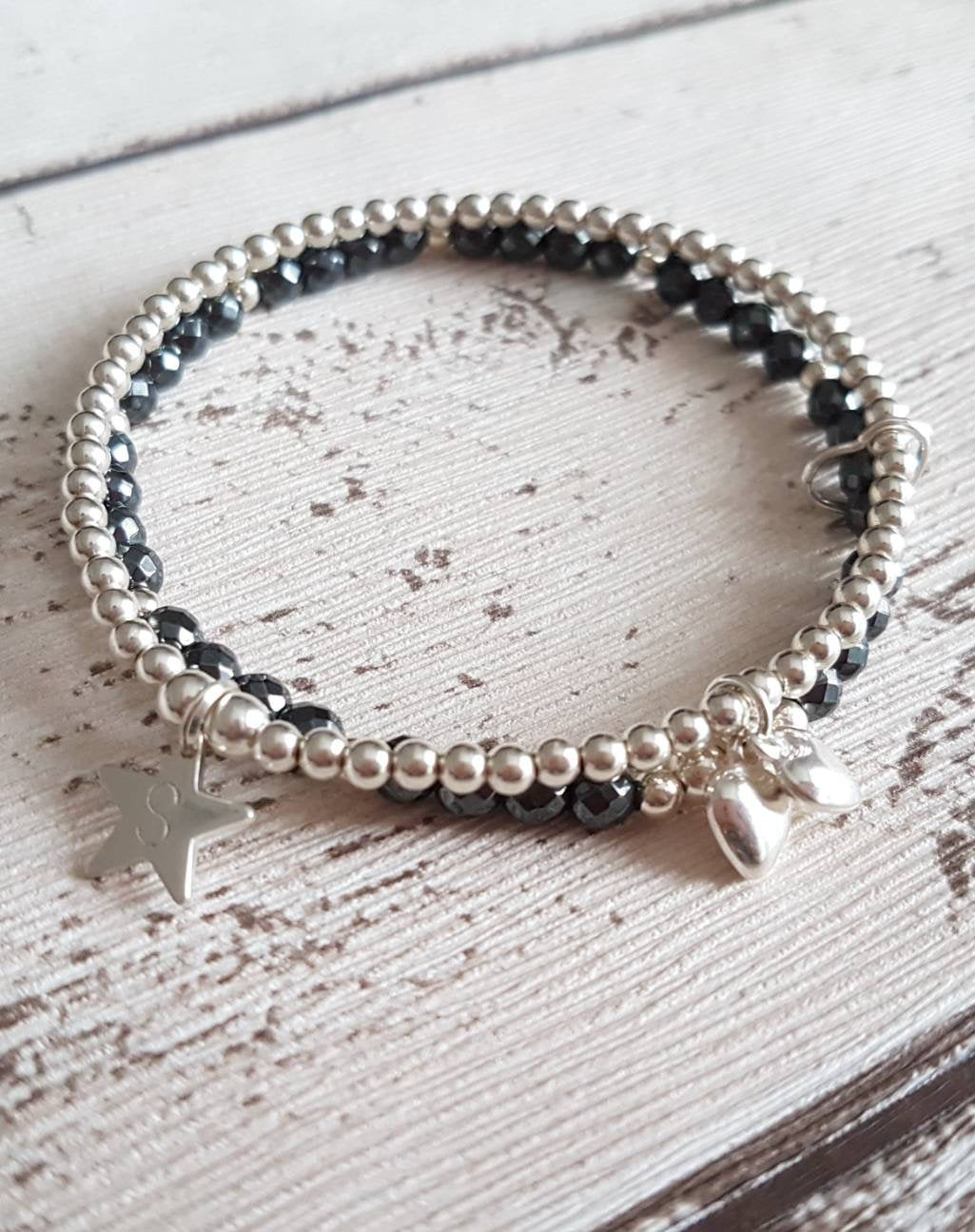 Personalised Initial Star Double Bracelet With Love Jewellery UK