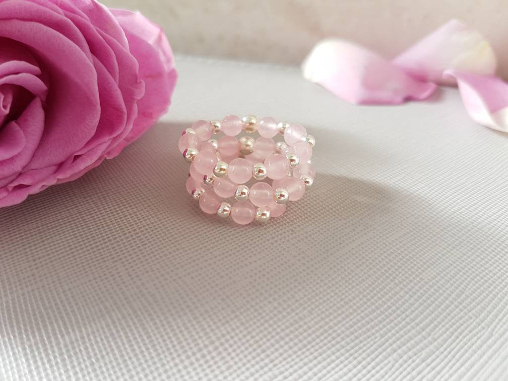 Sterling Silver & Rose Quartz Ring - With Love Jewellery UK