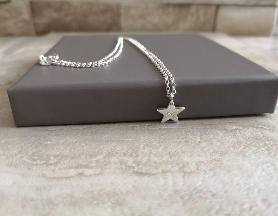 Sterling Silver Star Necklace With Love Jewellery UK