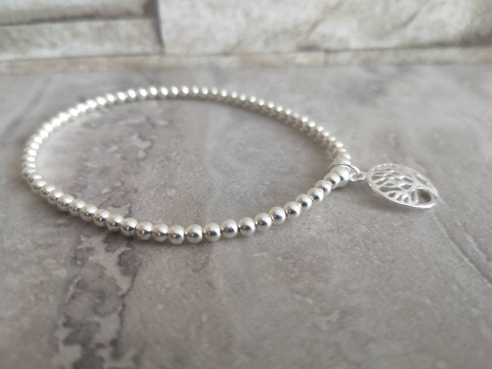 Sterling Silver Tree Of Life Bracelet With Love Jewellery UK