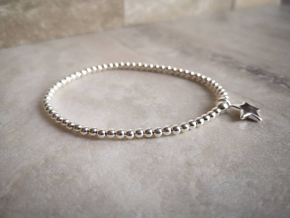 Sterling Silver Star Bracelet With Love Jewellery UK