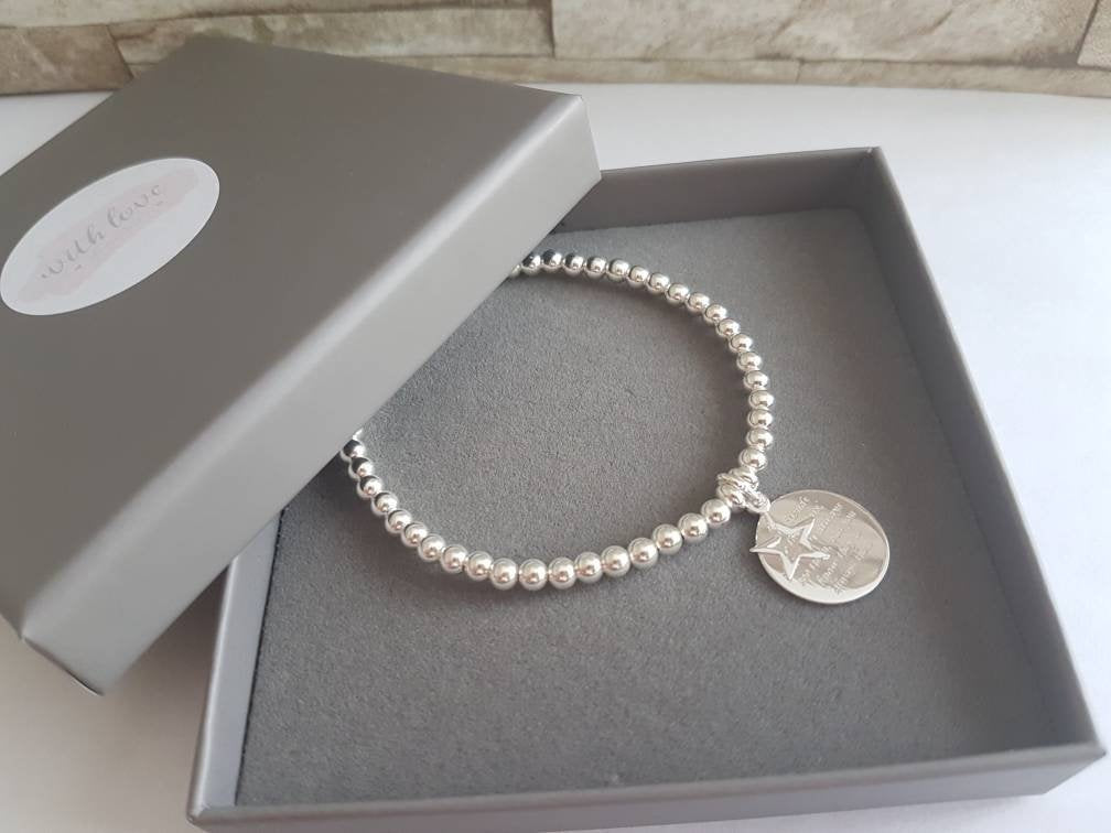 Sterling Silver Good Friends Are Like Stars Bracelet With Love Jewellery UK