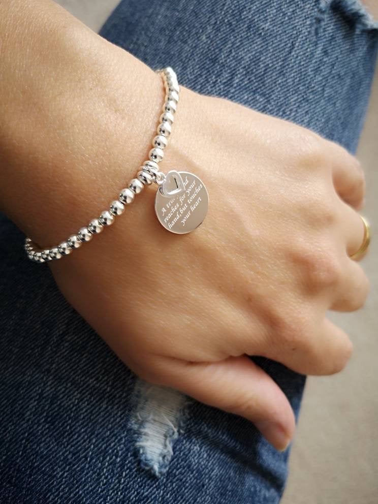 Sterling Silver True Friend Bracelet With Love Jewellery UK