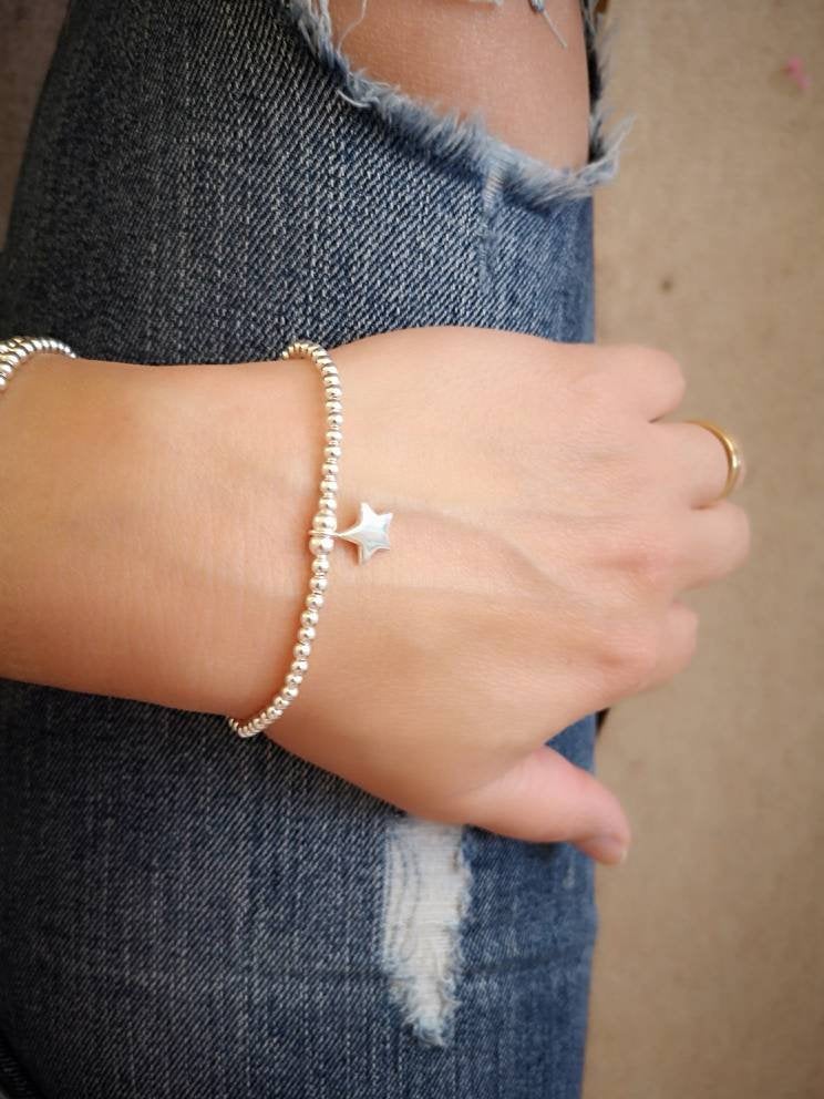 Sterling Silver Star Bracelet With Love Jewellery UK