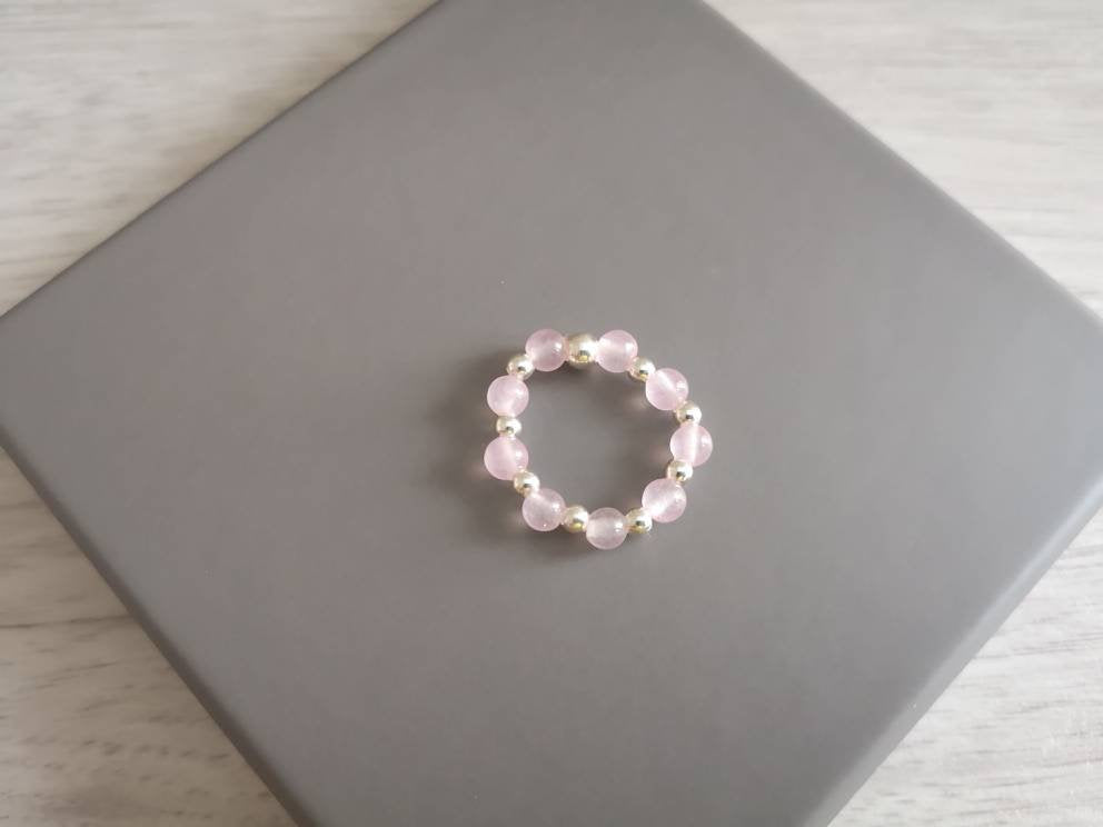 Sterling Silver & Rose Quartz Ring - With Love Jewellery UK