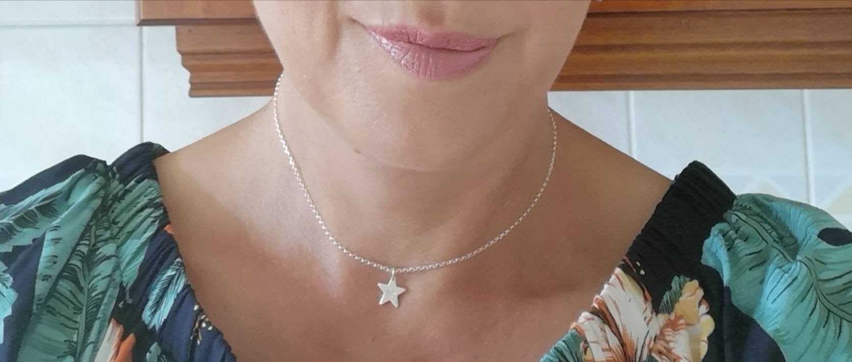 Sterling Silver Star Necklace With Love Jewellery UK