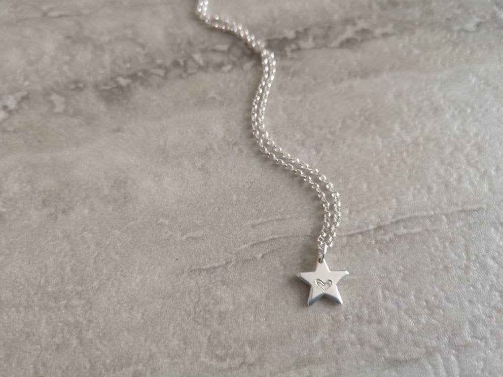 Sterling Silver Star Necklace With Love Jewellery UK