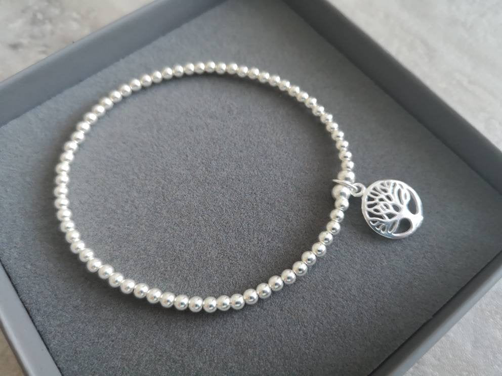 Sterling Silver Tree Of Life Bracelet With Love Jewellery UK