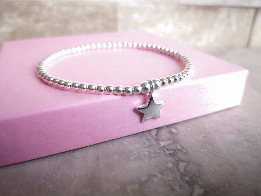 Sterling Silver Star Bracelet With Love Jewellery UK