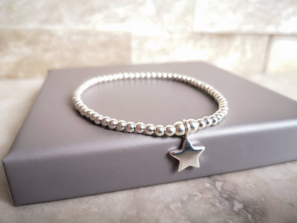 Sterling Silver Star Bracelet With Love Jewellery UK