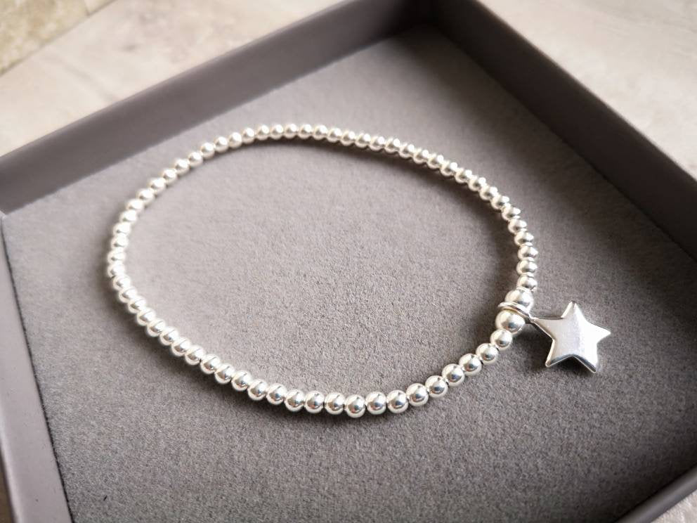 Sterling Silver Star Bracelet With Love Jewellery UK