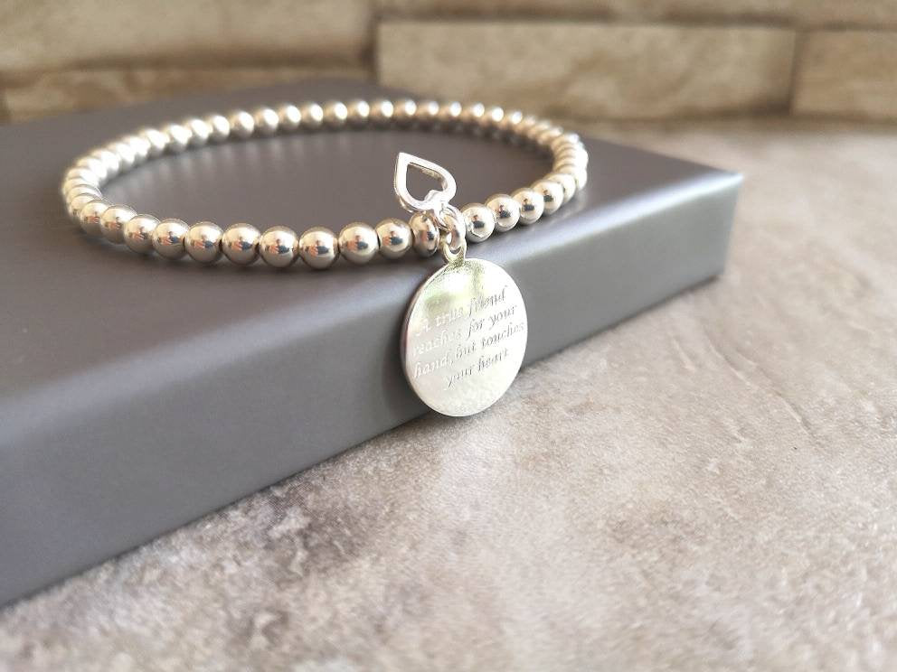 Sterling Silver True Friend Bracelet With Love Jewellery UK