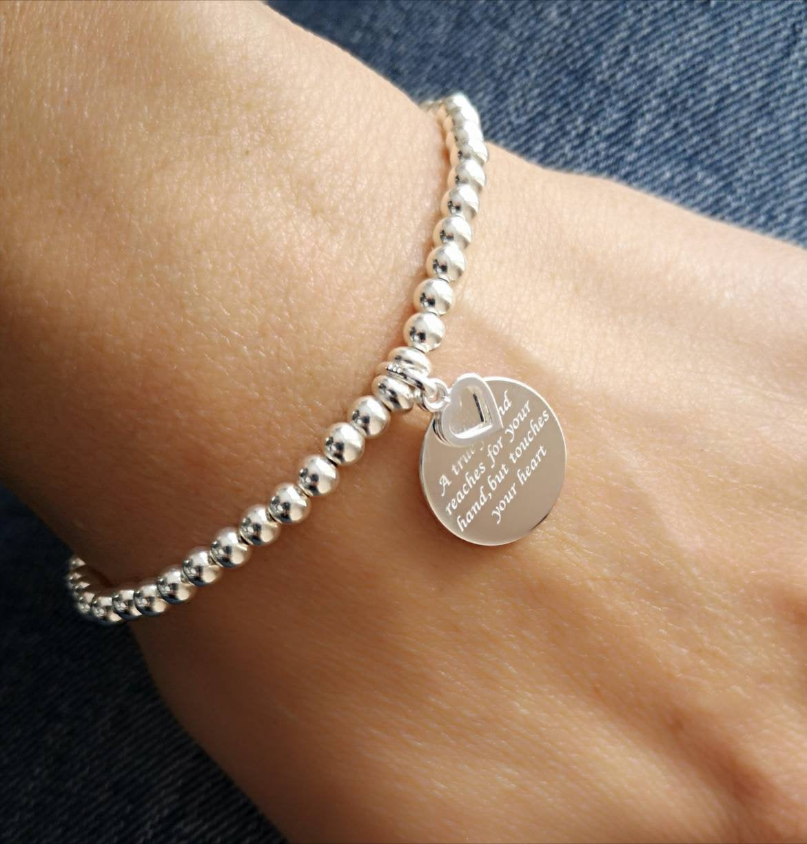 Sterling Silver True Friend Bracelet With Love Jewellery UK