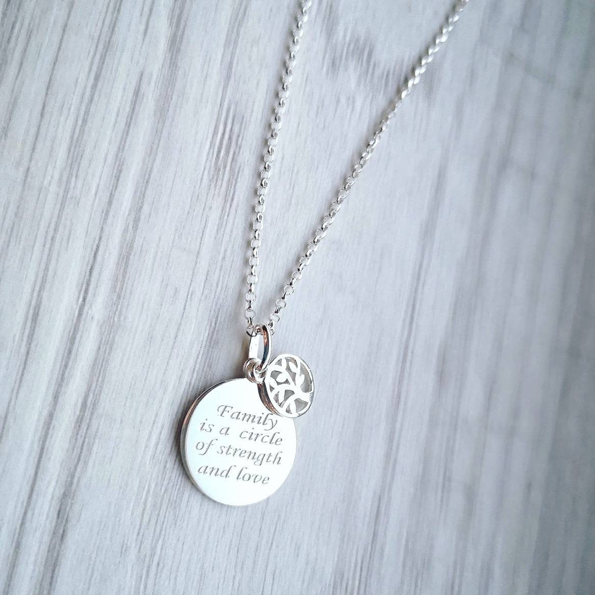 Sterling Silver Family Charm Necklace - With Love Jewellery UK