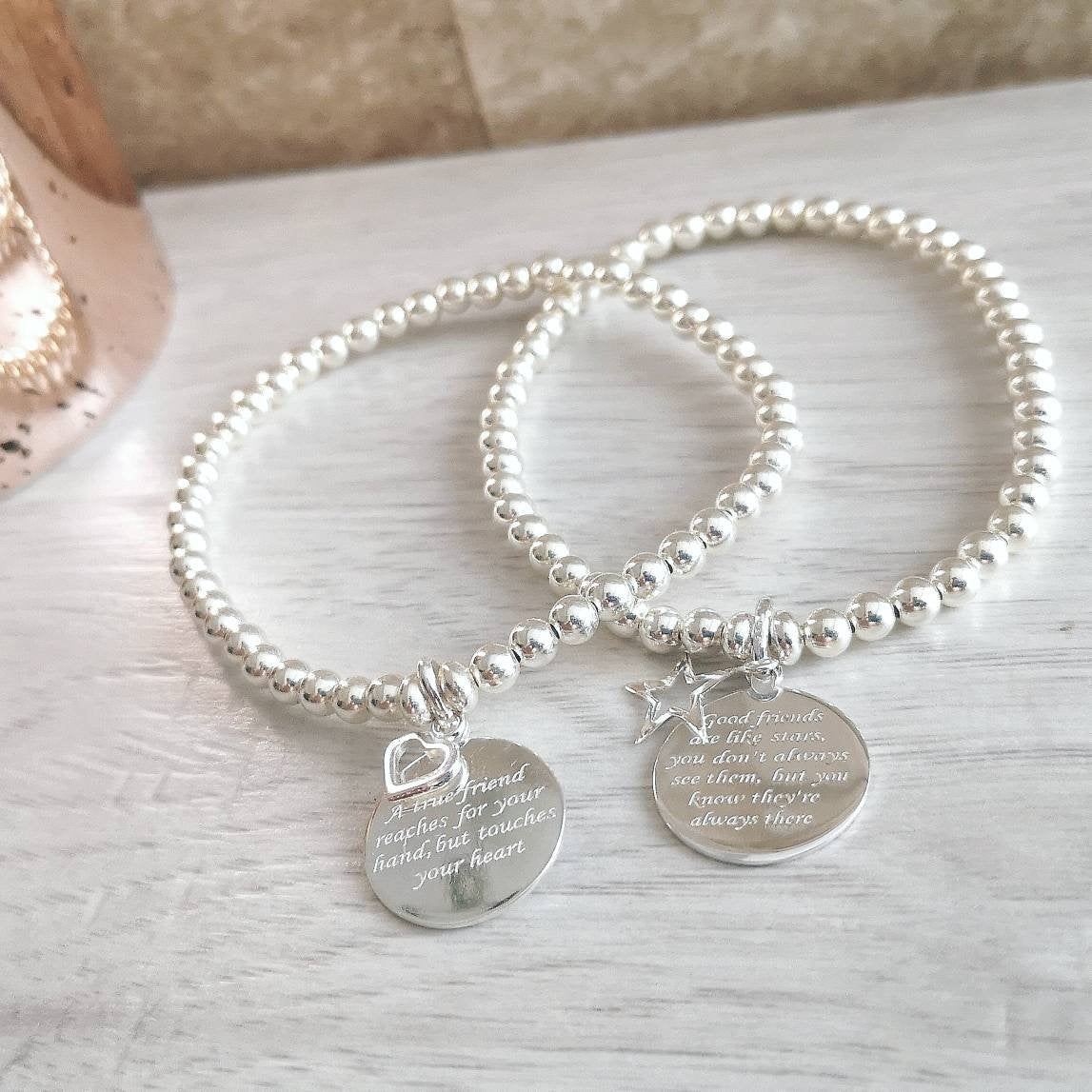 Sterling Silver True Friend Bracelet With Love Jewellery UK