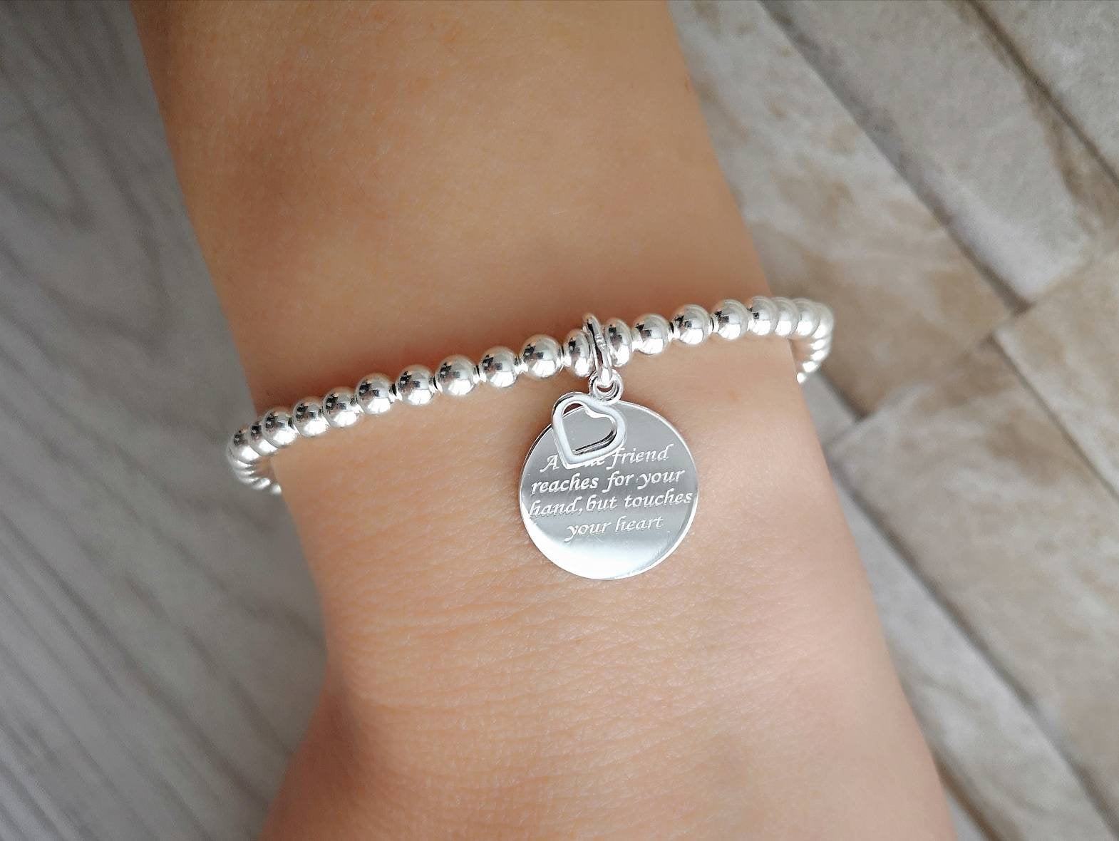 Sterling Silver True Friend Bracelet With Love Jewellery UK