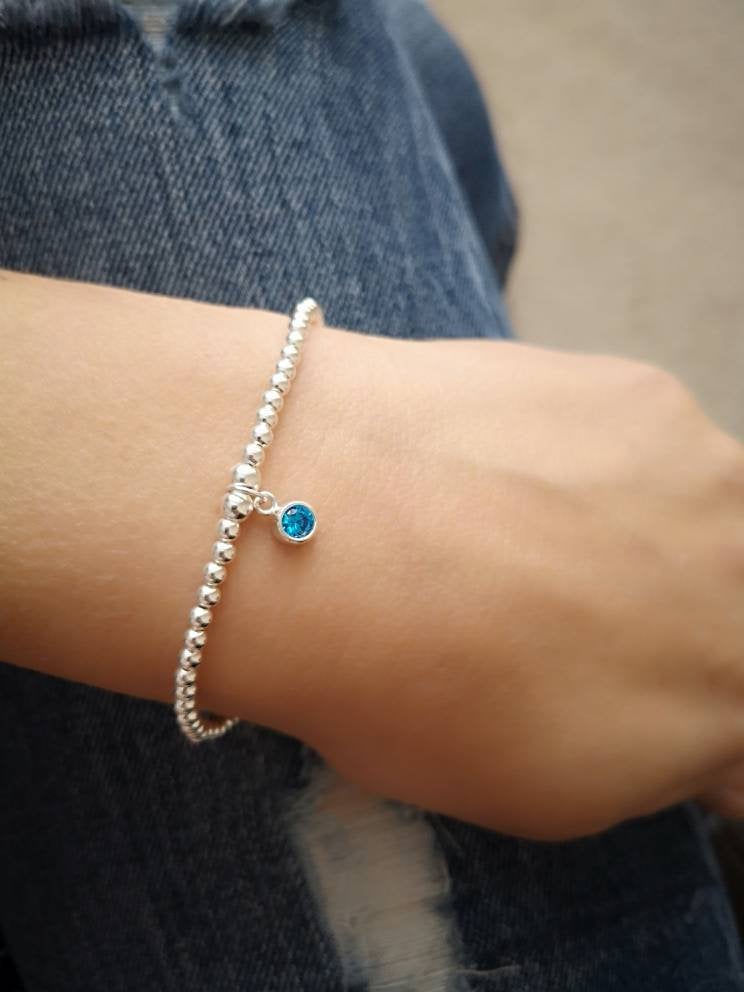 Sterling Silver December Birthday Bracelet (Blue Topaz) With Love Jewellery UK