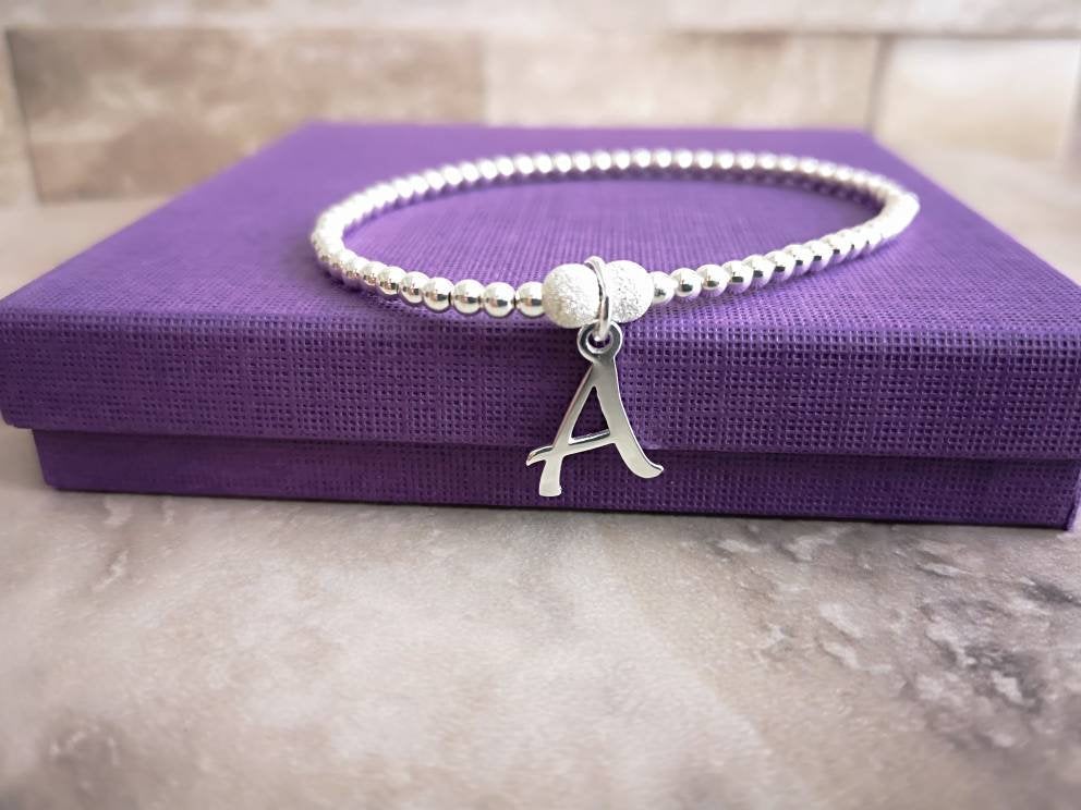 Sterling Silver Initial Bracelet - With Love Jewellery UK