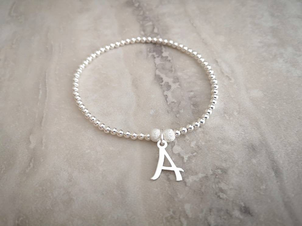 Sterling Silver Initial Bracelet - With Love Jewellery UK
