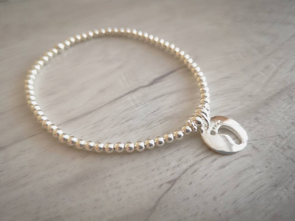 Sterling Silver Baby Footprint Bracelet - With Love Jewellery UK