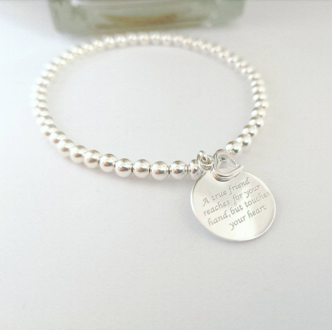 Sterling Silver True Friend Bracelet With Love Jewellery UK