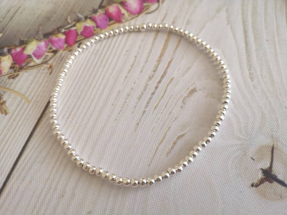 Silver Beaded Anklet - With Love Jewellery UK