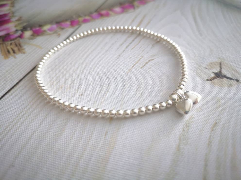 Sterling Silver Hearts Anklet With Love Jewellery UK