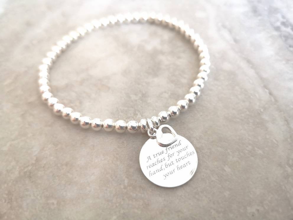 Sterling Silver True Friend Bracelet With Love Jewellery UK