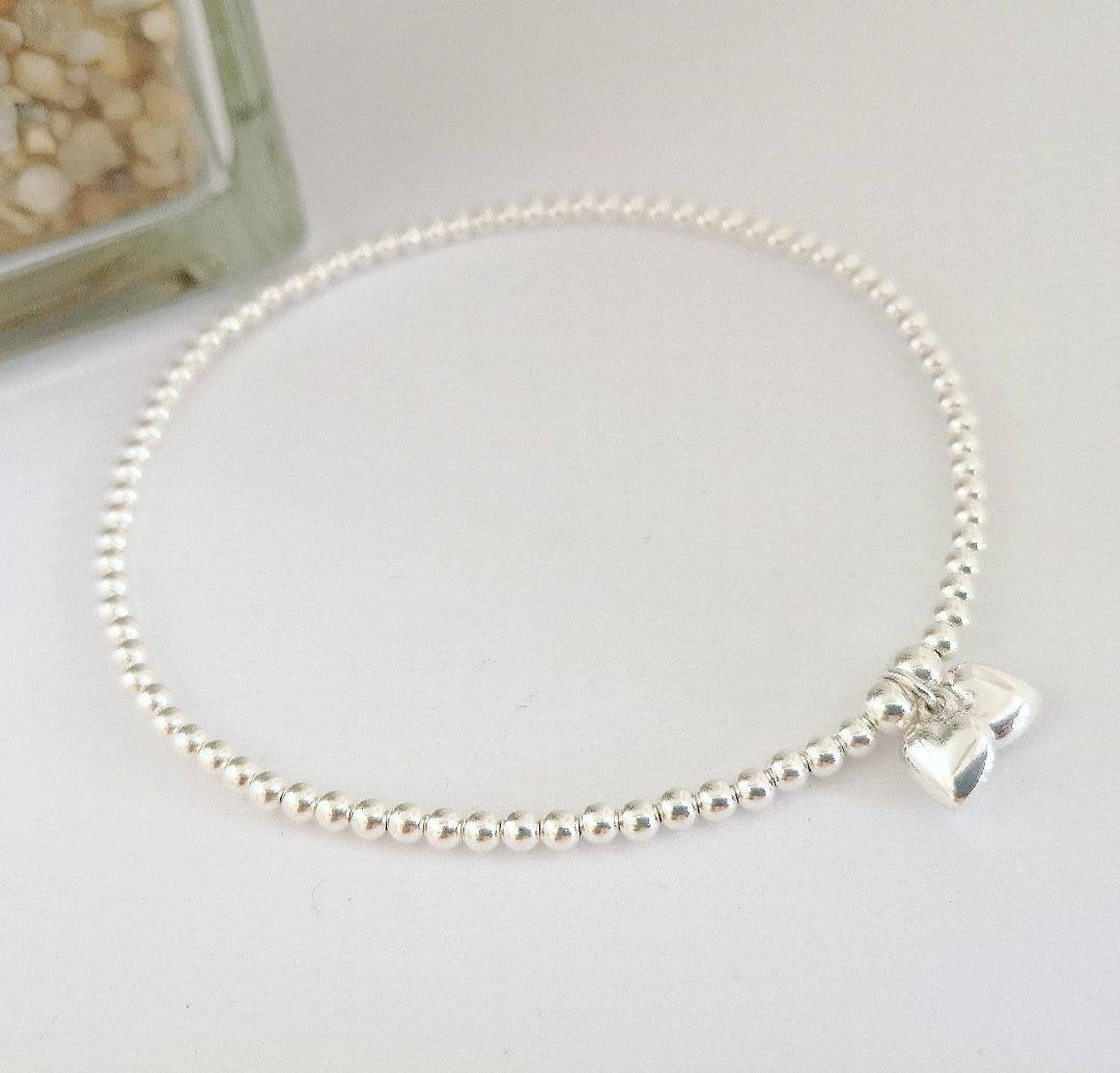 Sterling Silver Hearts Anklet With Love Jewellery UK