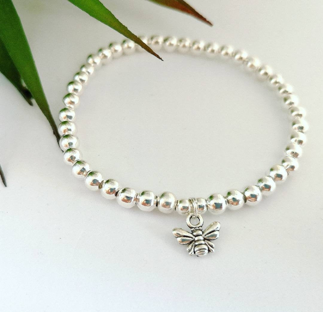 Silver Bee Stretch Bracelet - With Love Jewellery UK