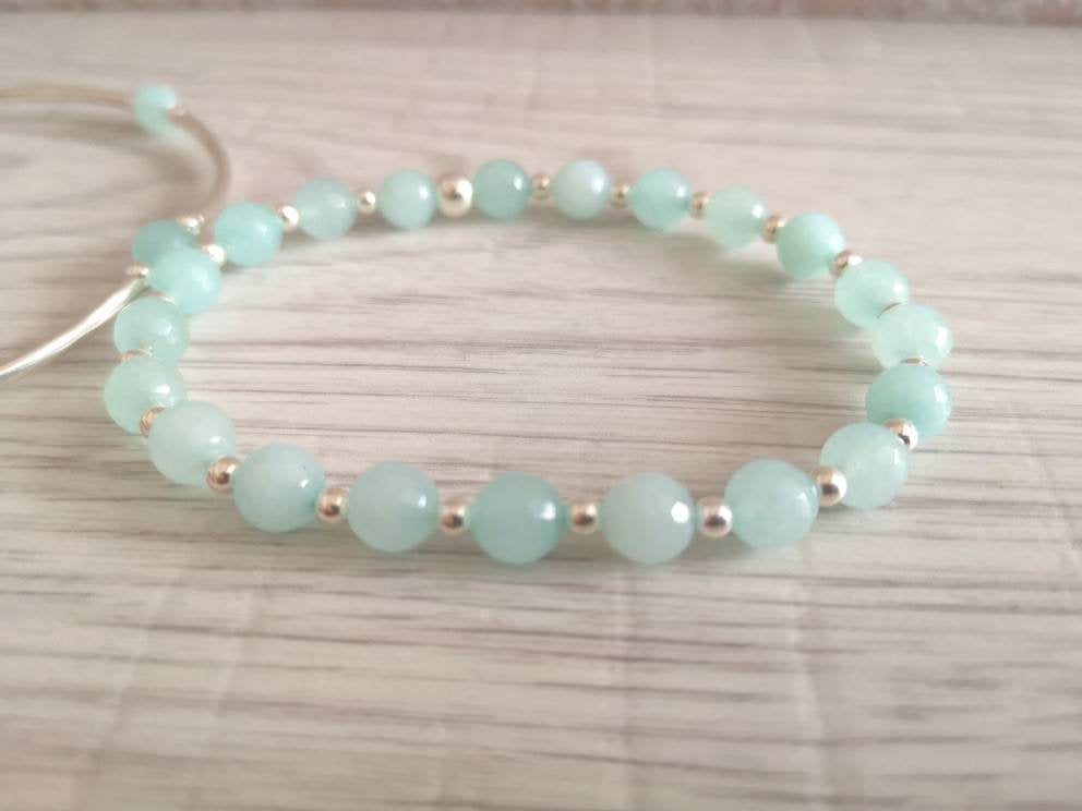 Sterling Silver and Amazonite Stretch Bracelet With Love Jewellery UK