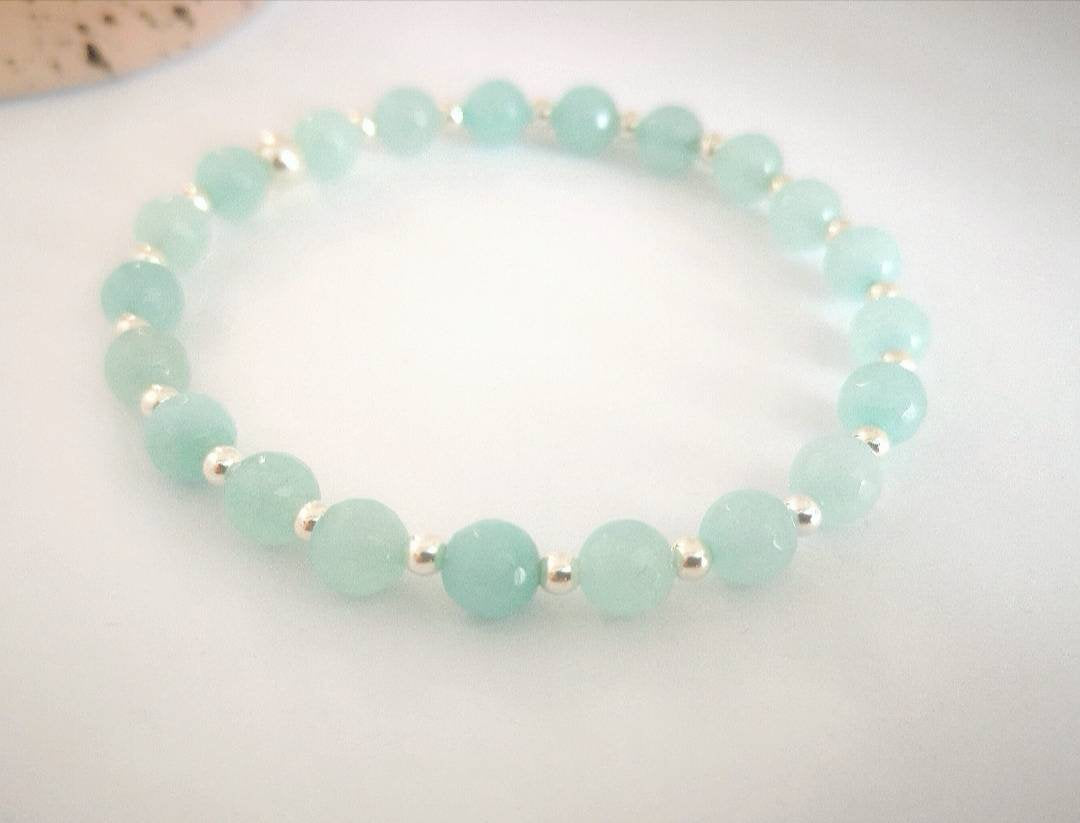 Sterling Silver and Amazonite Stretch Bracelet With Love Jewellery UK