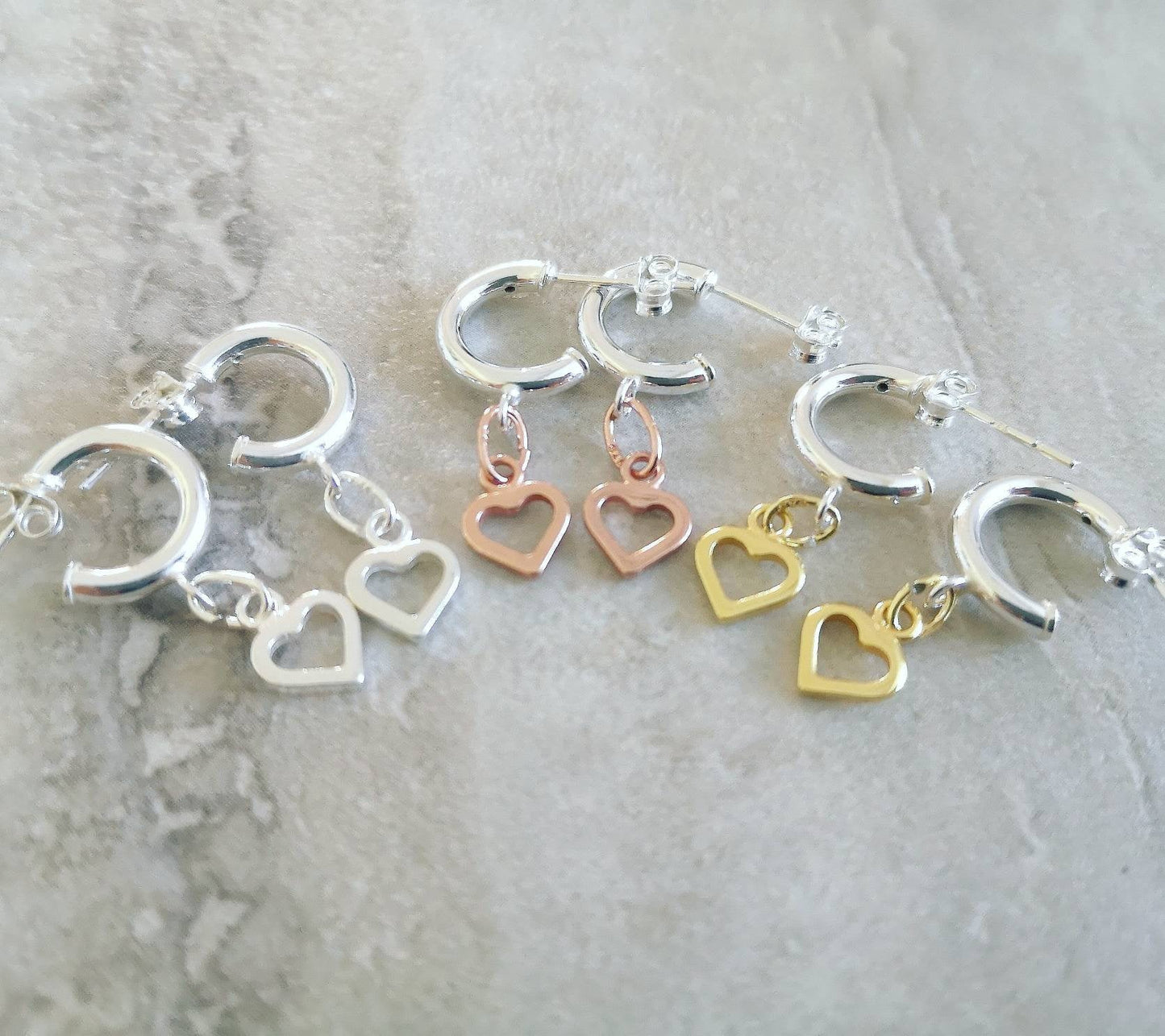 Sterling Silver Heart Hoop Earrings With Love Jewellery UK