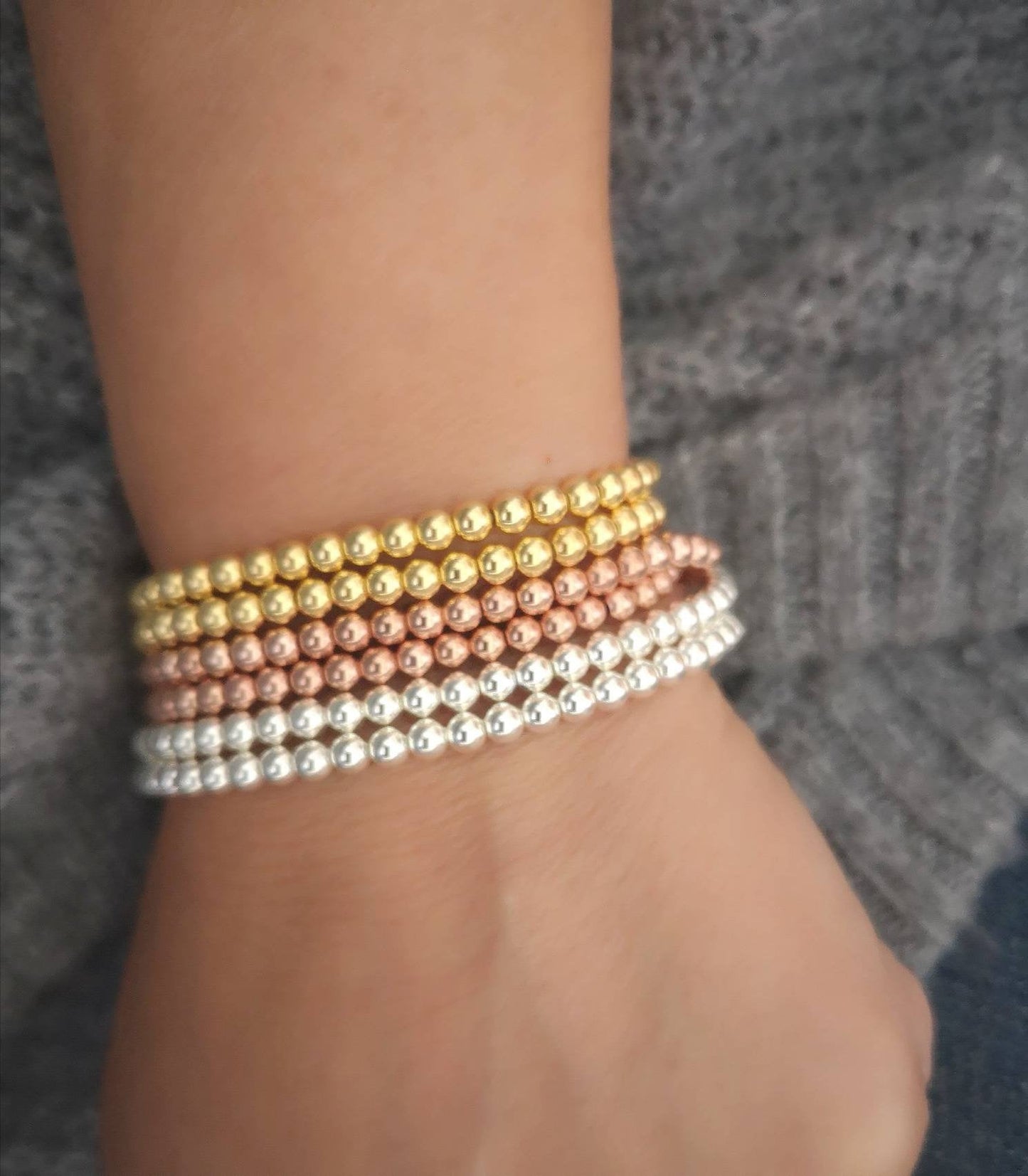 Silver, Gold and Rose Gold Stacking Bracelets - With Love Jewellery UK