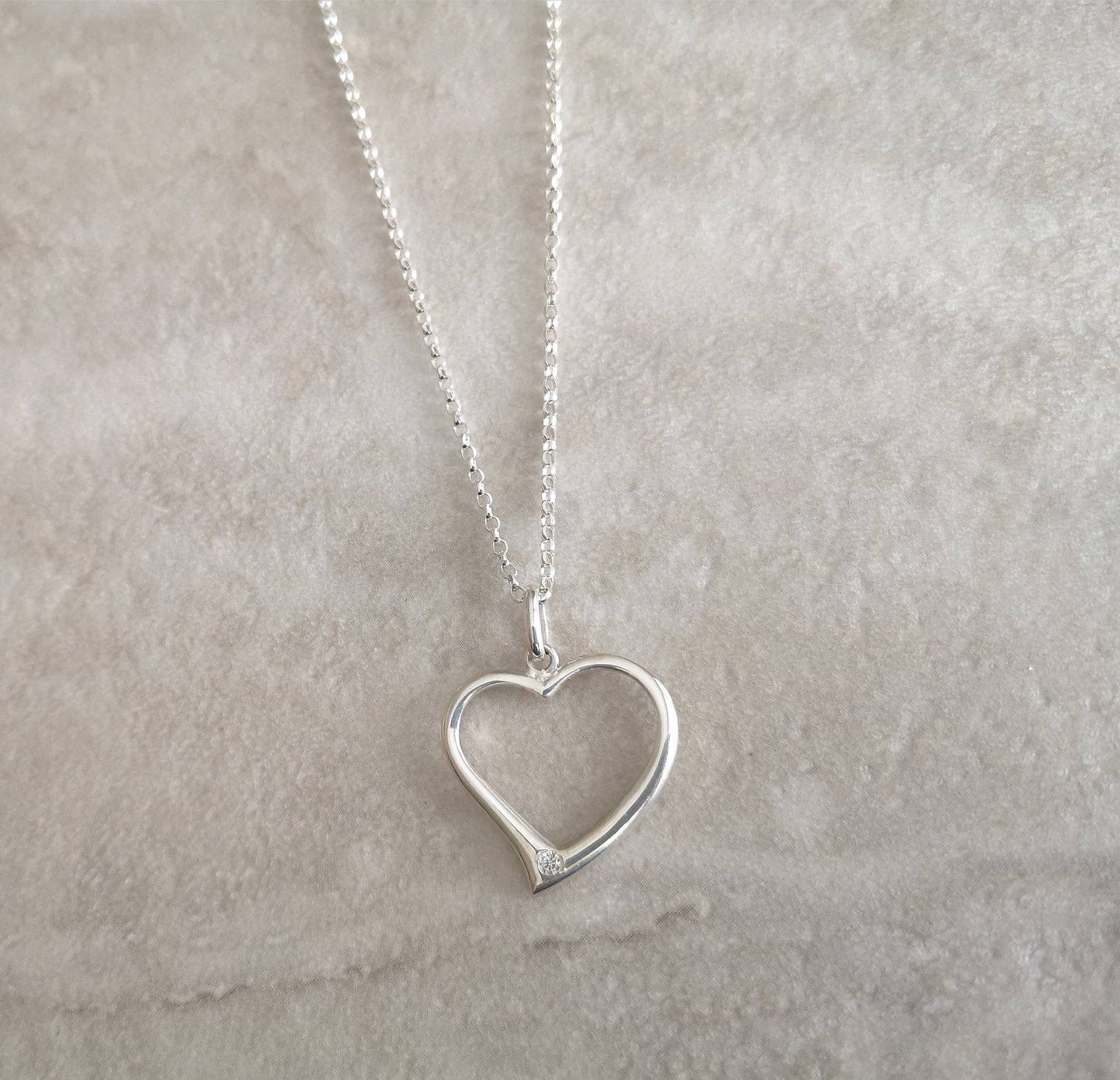 Sterling Silver Heart Pendant Necklace - With Love Jewellery UK