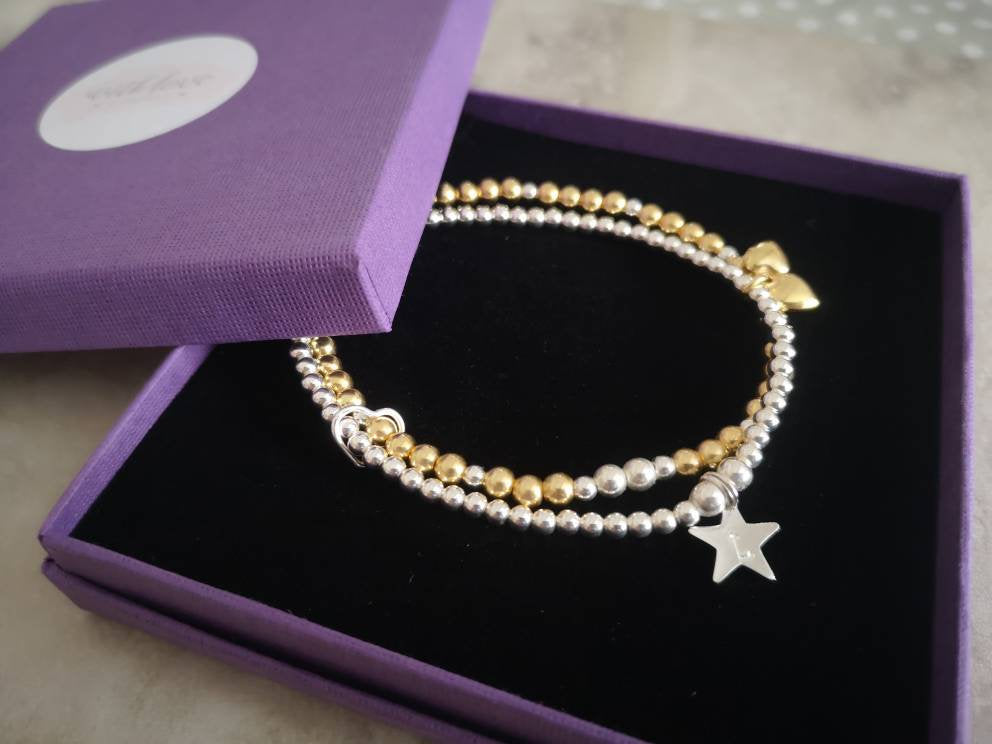 Gold Vermeil Double Initial Bracelet - With Love Jewellery UK