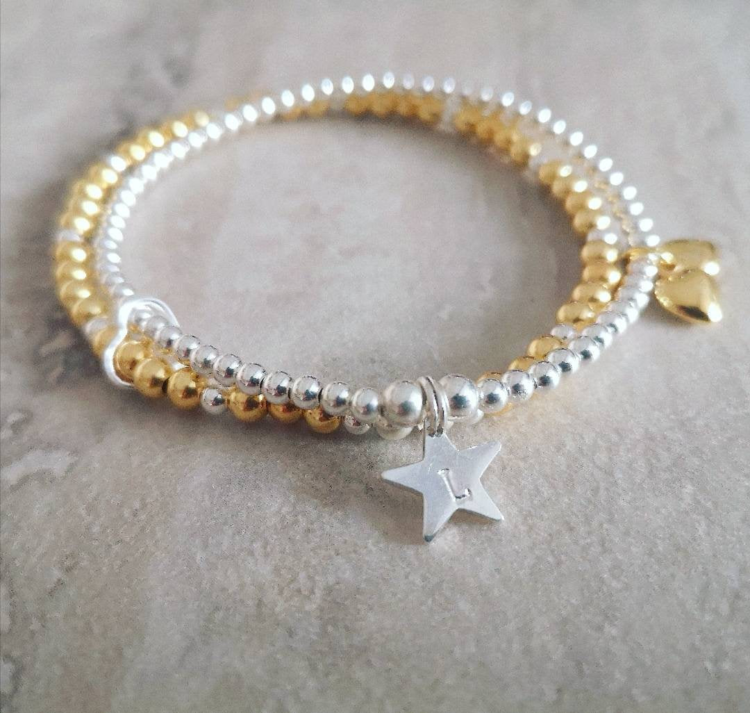 Gold Vermeil Double Initial Bracelet - With Love Jewellery UK