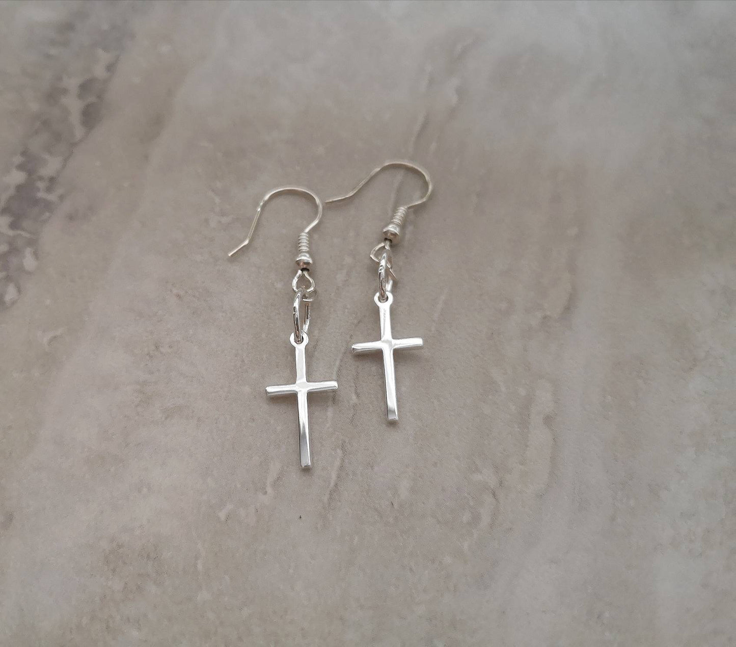 Sterling Silver Cross Earrings With Love Jewellery UK