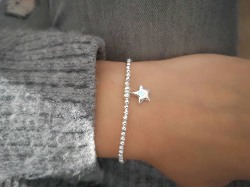 Sterling Silver Star Bracelet With Love Jewellery UK