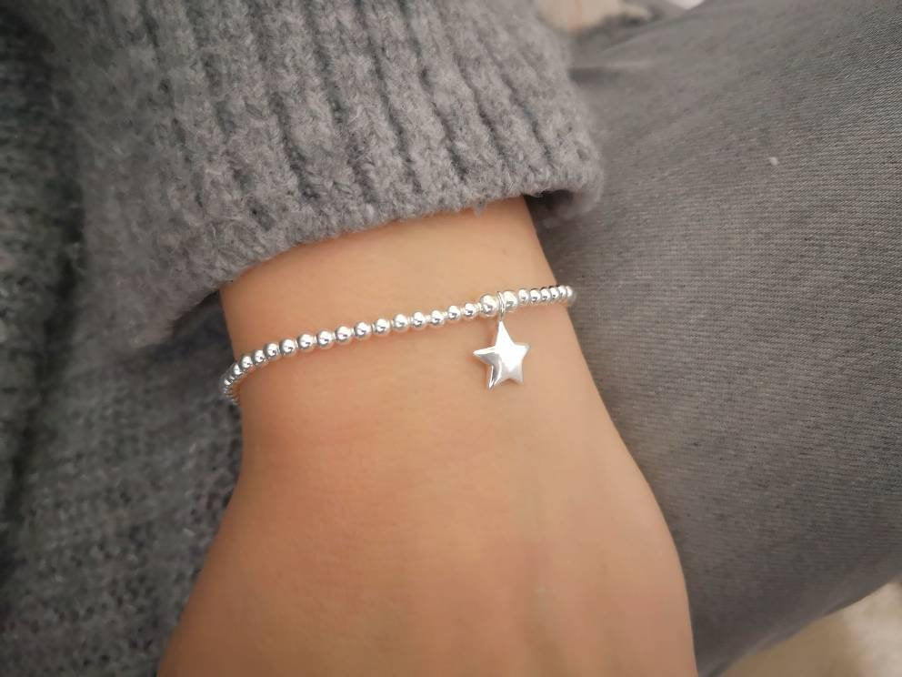 Sterling Silver Star Bracelet With Love Jewellery UK