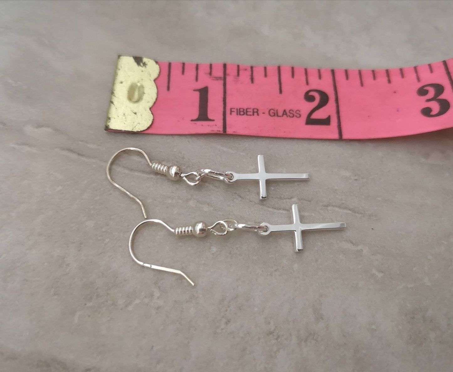 Sterling Silver Cross Earrings With Love Jewellery UK